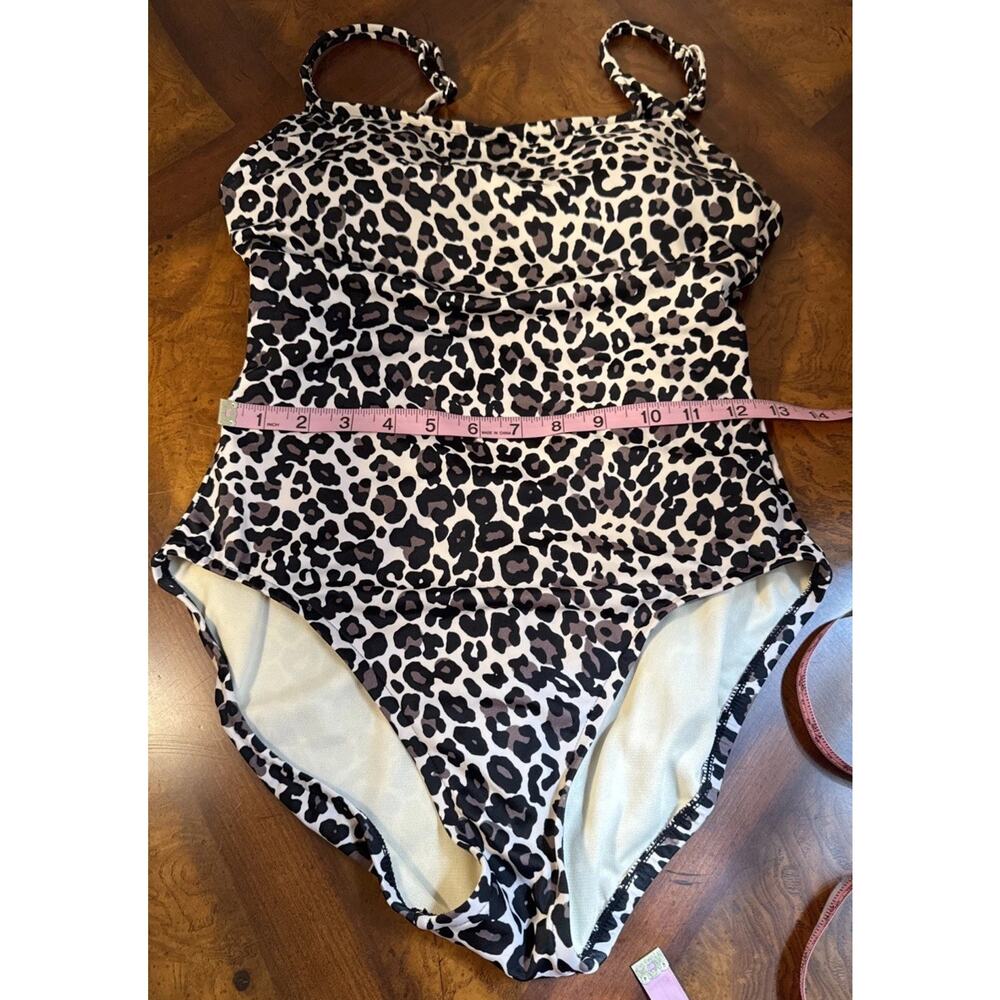 Aqua Green One Piece Swimsuit Cheetah Print Criss Cross Back Strap Built In Bra - Picture 7 of 7